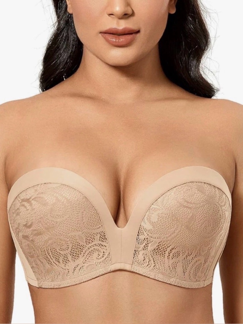 Delimira Lace Strapless Push Up Bra Size 34D